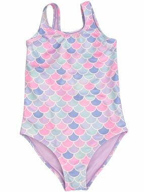 btween Pastel Mermaid-Scale One-Piece Swimsuit - Pink, Lavender, Light Blue